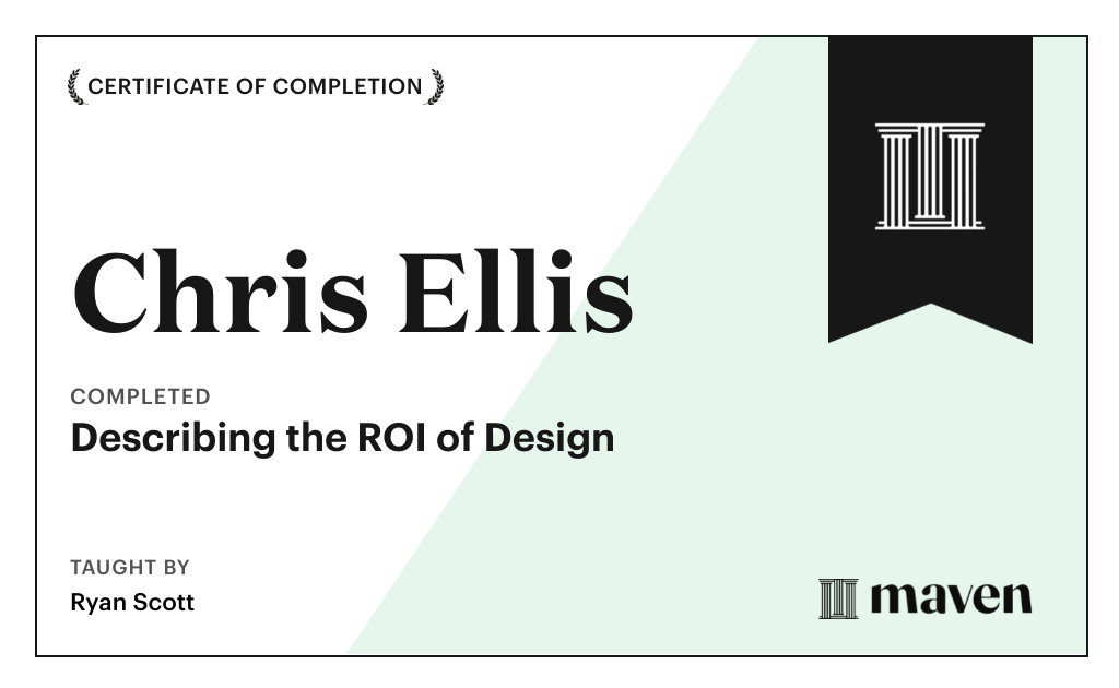 Certificate for Describing the ROI of Design