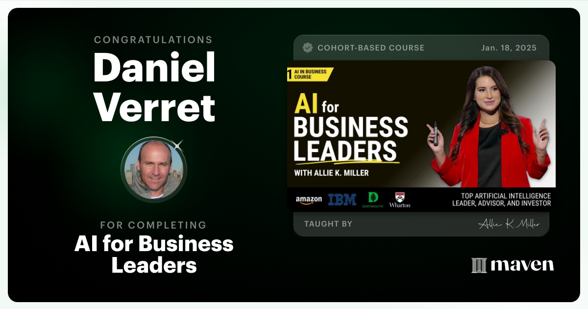 Certificate of Completion for AI for Business Leaders