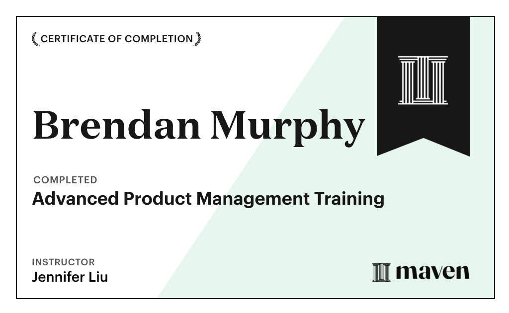 Certificate for AI Product Leadership Certification by Product Faculty