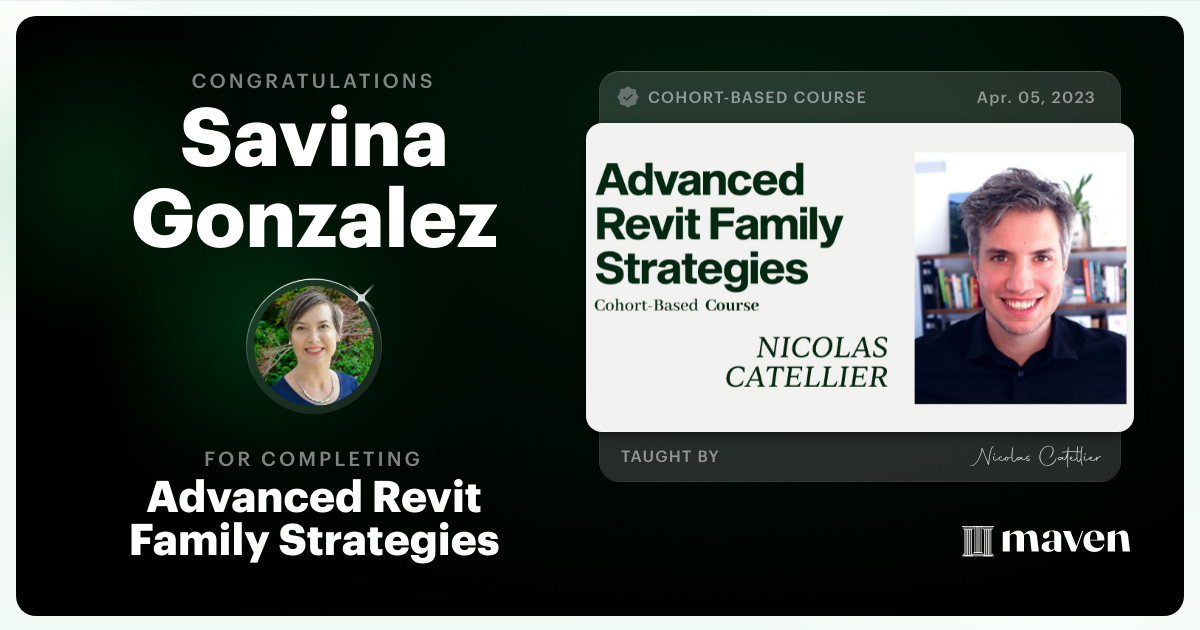 Certificate of Completion for Advanced Revit Family Strategies
