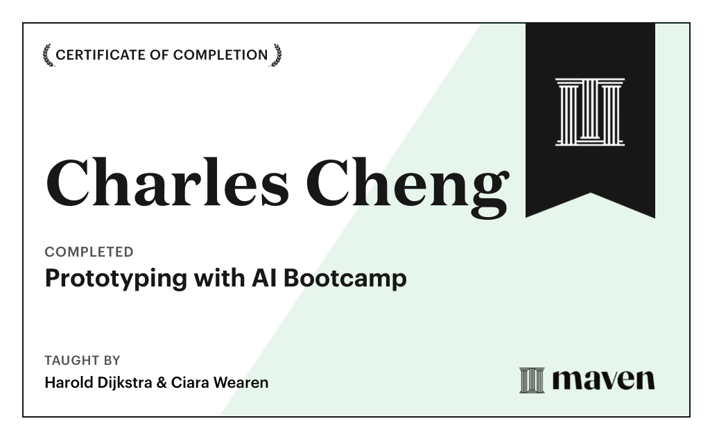 Certificate for The AI Builder Bootcamp
