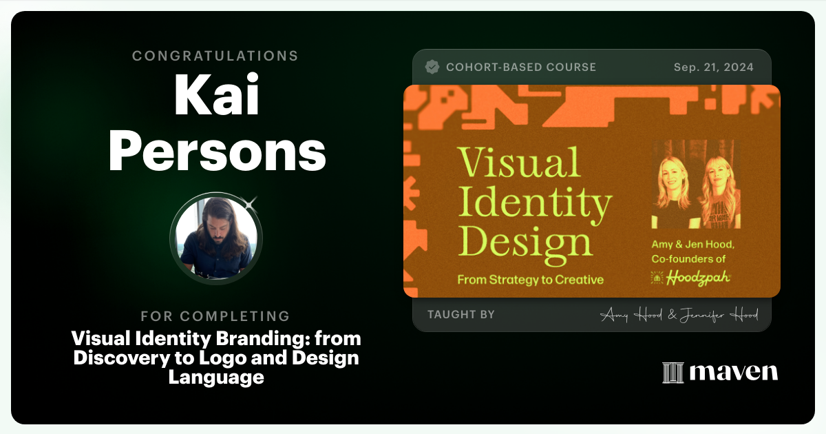 Certificate of Completion for Visual Identity Branding: from Discovery to Logo and Design Language