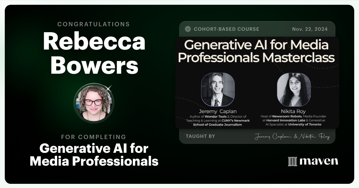 Certificate of Completion for Generative AI for Media Professionals