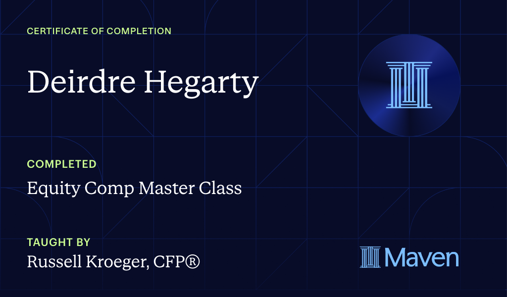 Certificate for Equity Comp Master Class