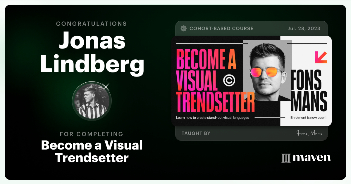 Certificate of Completion for Become a Visual Trendsetter