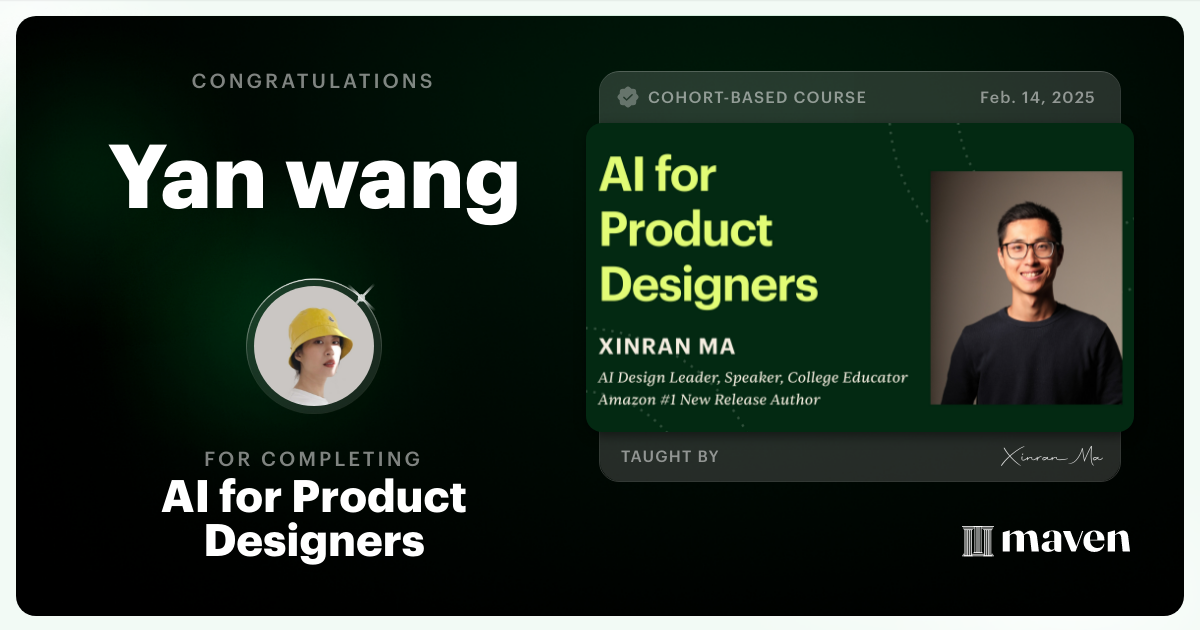 Certificate of Completion for AI for Product Designers