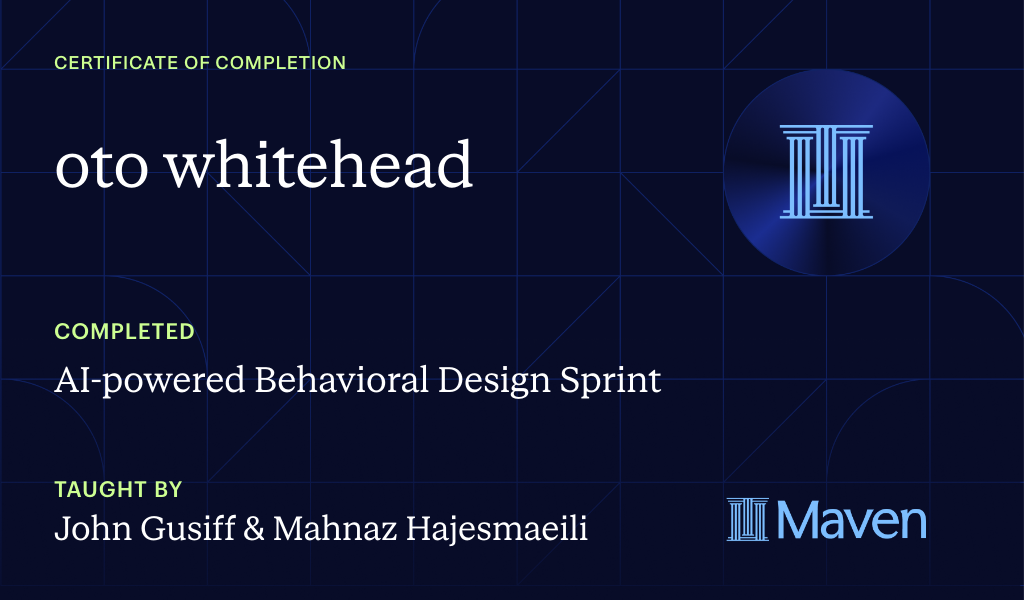 Certificate for AI-powered Behavioral Design Sprint