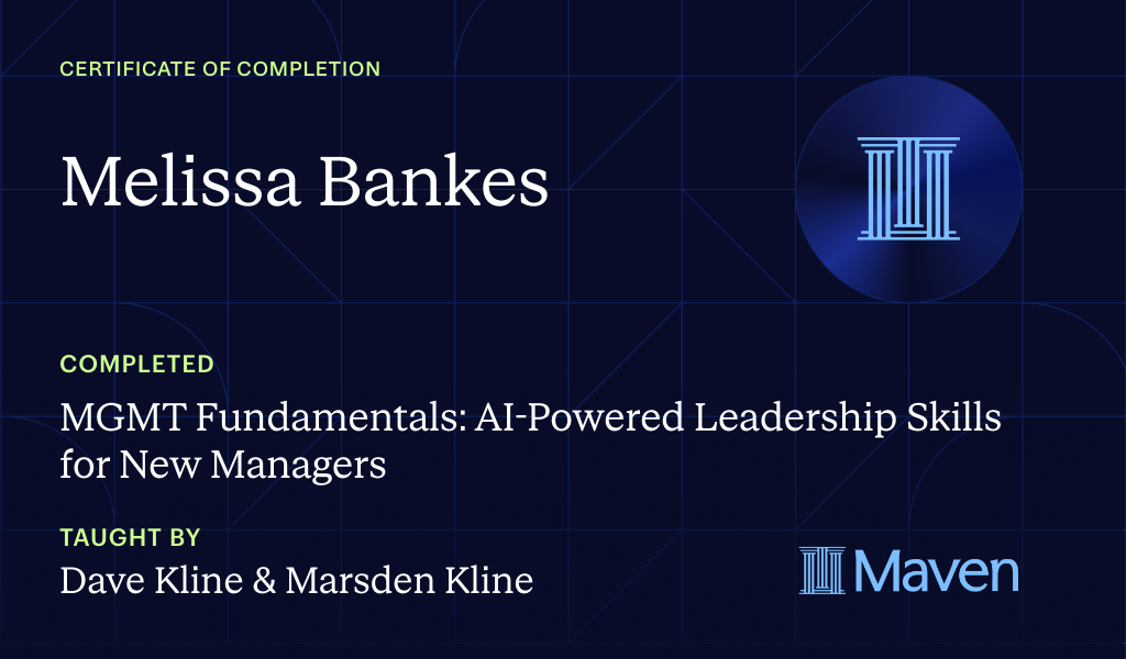 Certificate for MGMT Fundamentals: AI-Powered Leadership Skills for New Managers