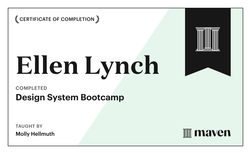 Certificate for Design System Bootcamp