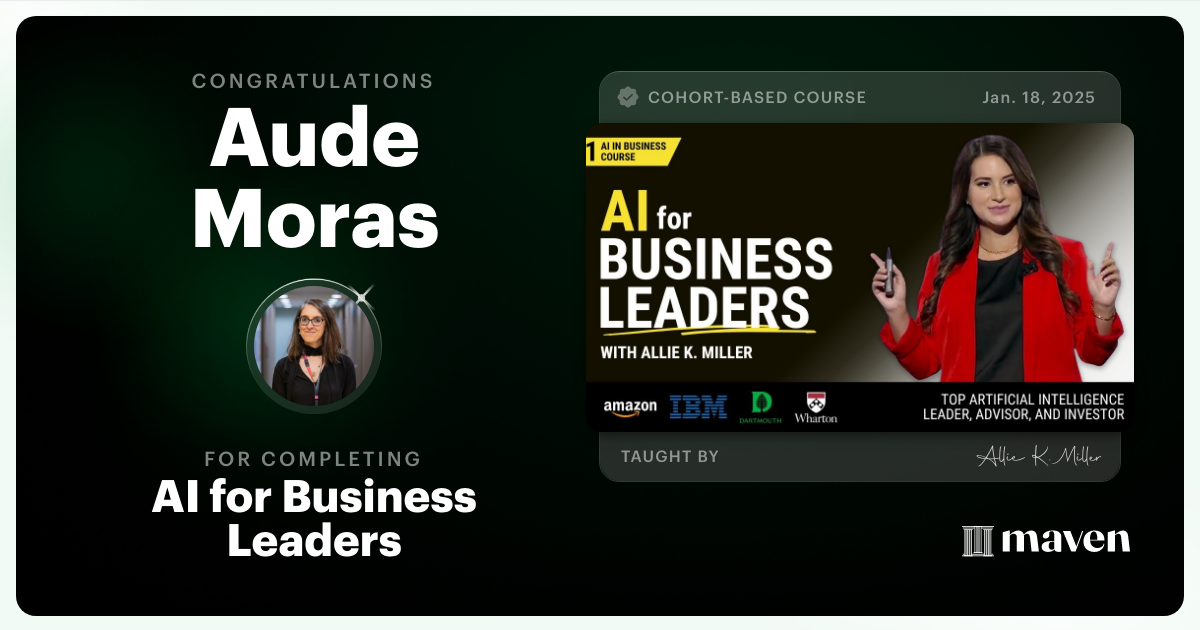 Certificate of Completion for AI for Business Leaders