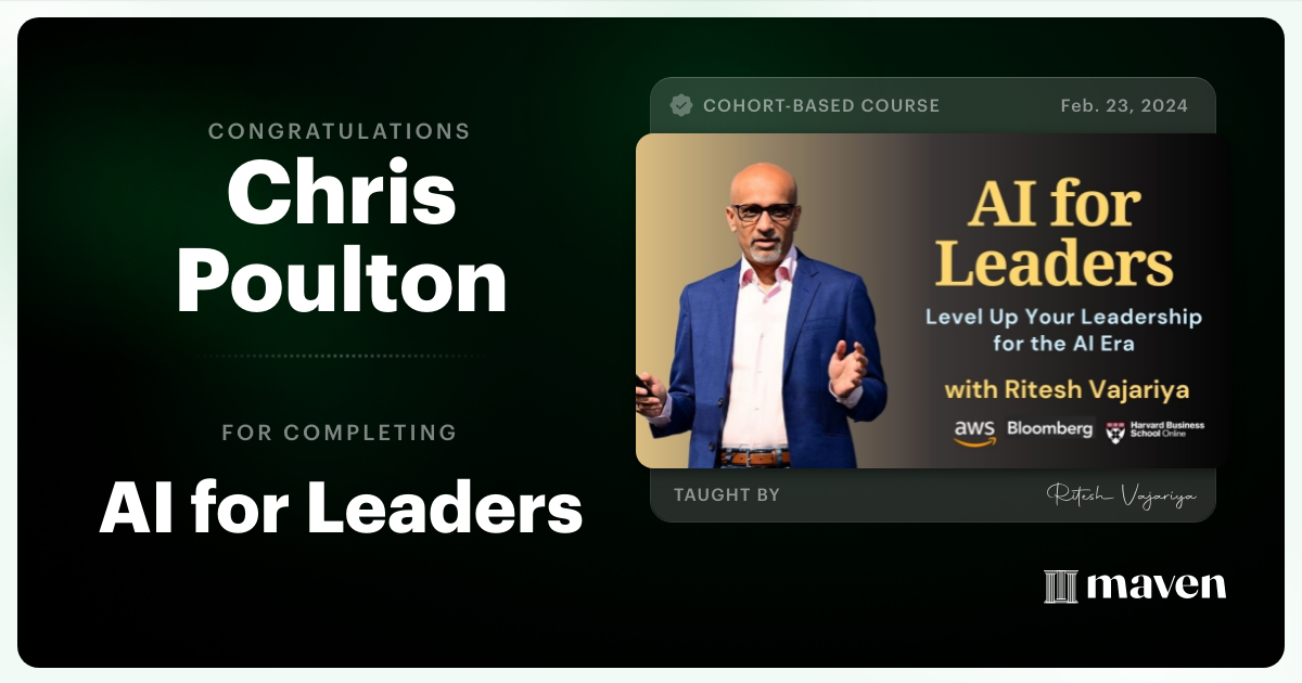 Certificate of Completion for Agentic AI for Leaders