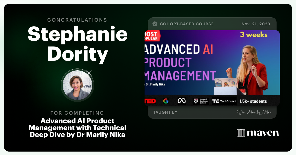 Certificate of Completion for Advanced AI Product Leadership Certification