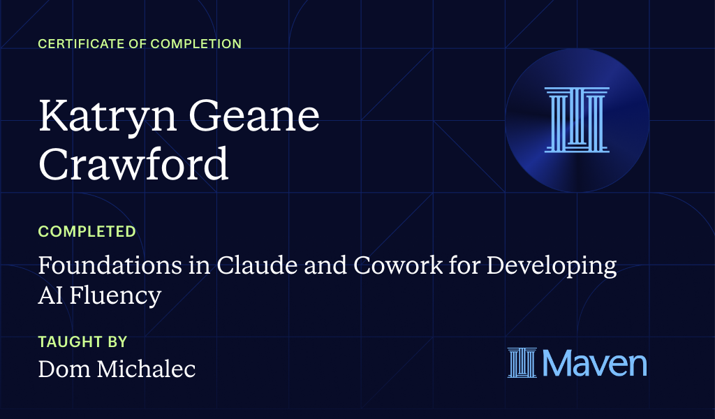 Certificate for How to Develop AI Fluency with Claude and Cowork