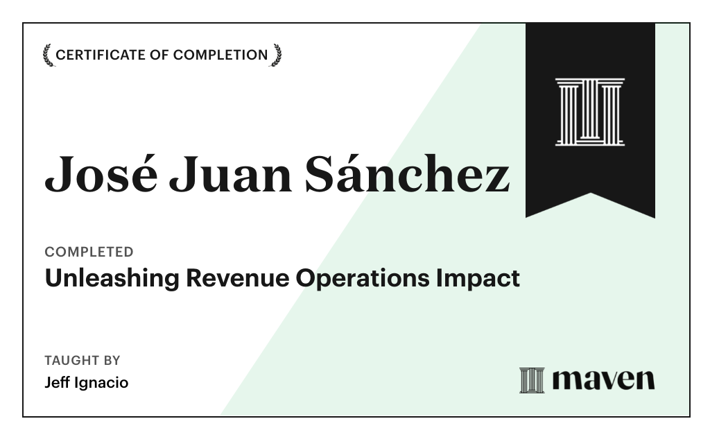 Certificate for Unleashing Revenue Operations Impact