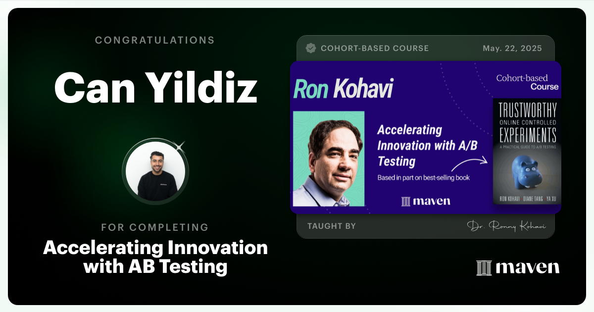 Certificate of Completion for Accelerating Innovation with A/B Testing