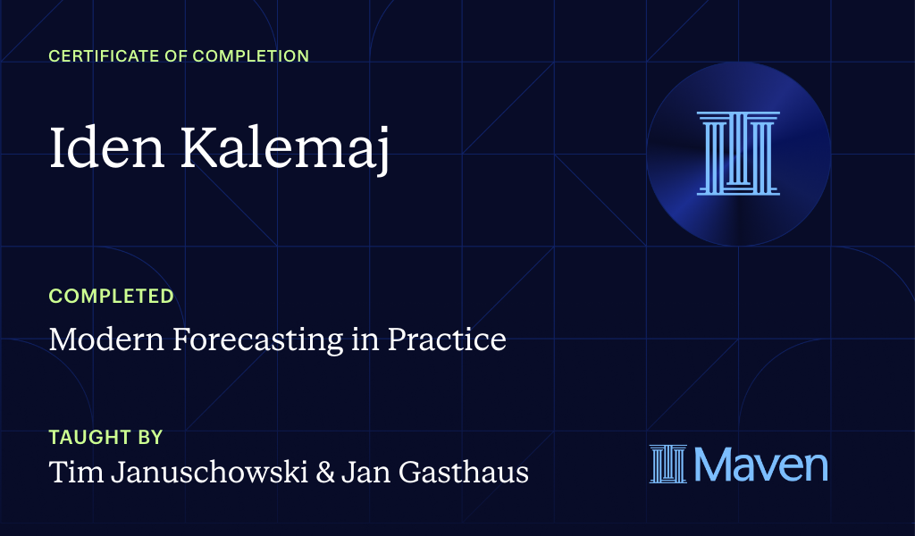 Certificate for Modern Forecasting in Practice