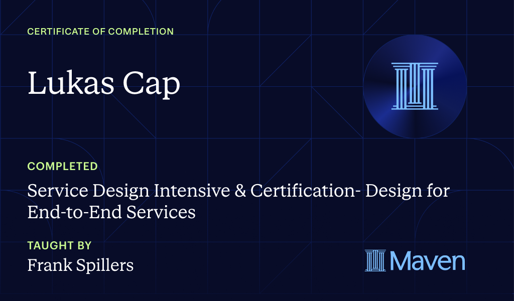 Certificate for Service Design Intensive & Certification- Design for End-to-End Services