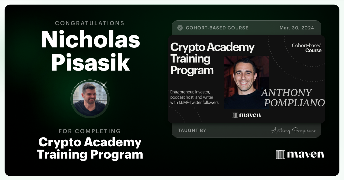 Certificate of Completion for Crypto Academy Training Program