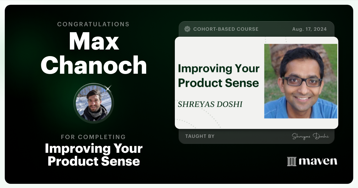 Certificate of Completion for World-class Product Sense in Practice
