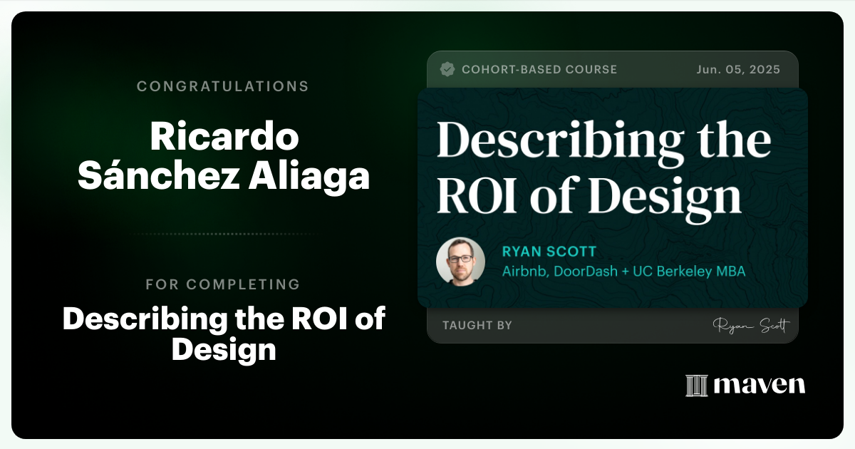 Certificate of Completion for Describing the ROI of Design