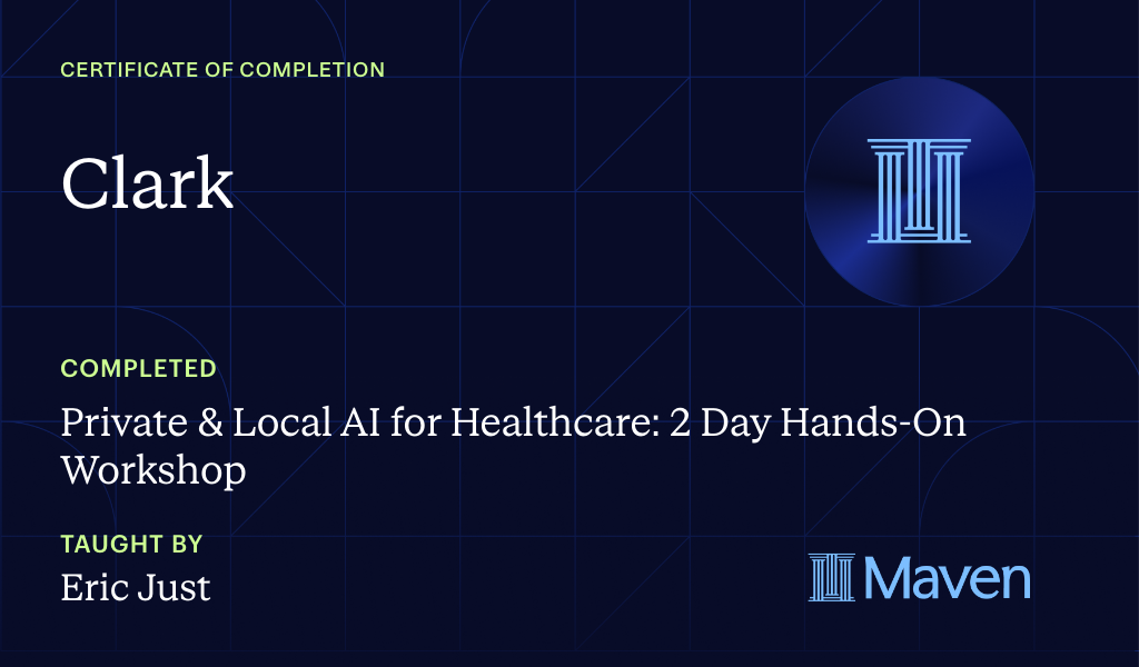 Certificate for Privacy-First AI Systems for Healthcare: From Foundations to Agents
