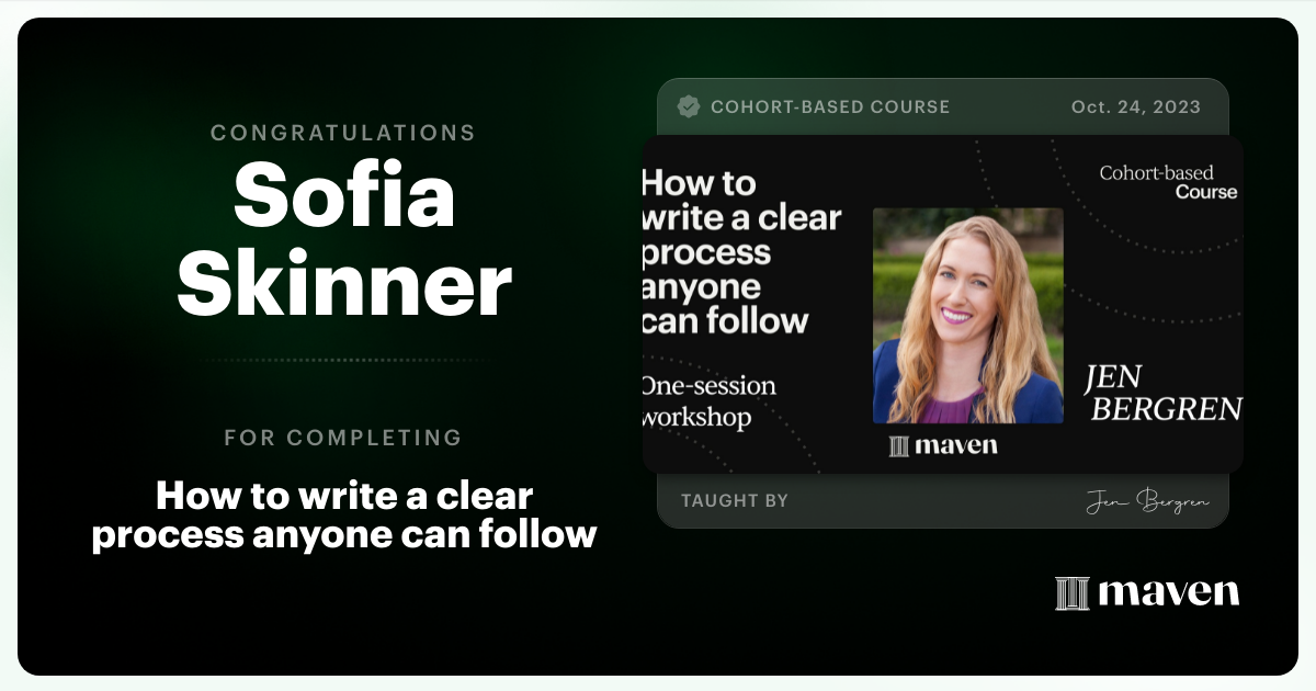 Certificate of Completion for How to write a clear process anyone can follow
