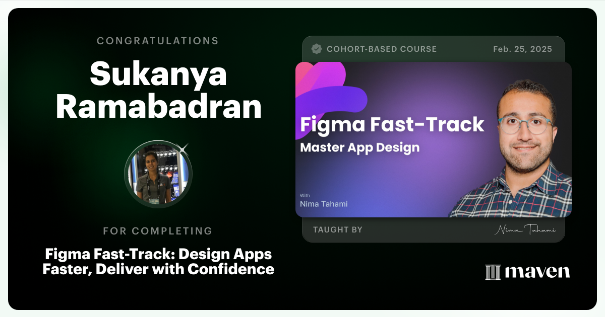 Certificate of Completion for Design Apps Faster in Figma, Deliver with Confidence