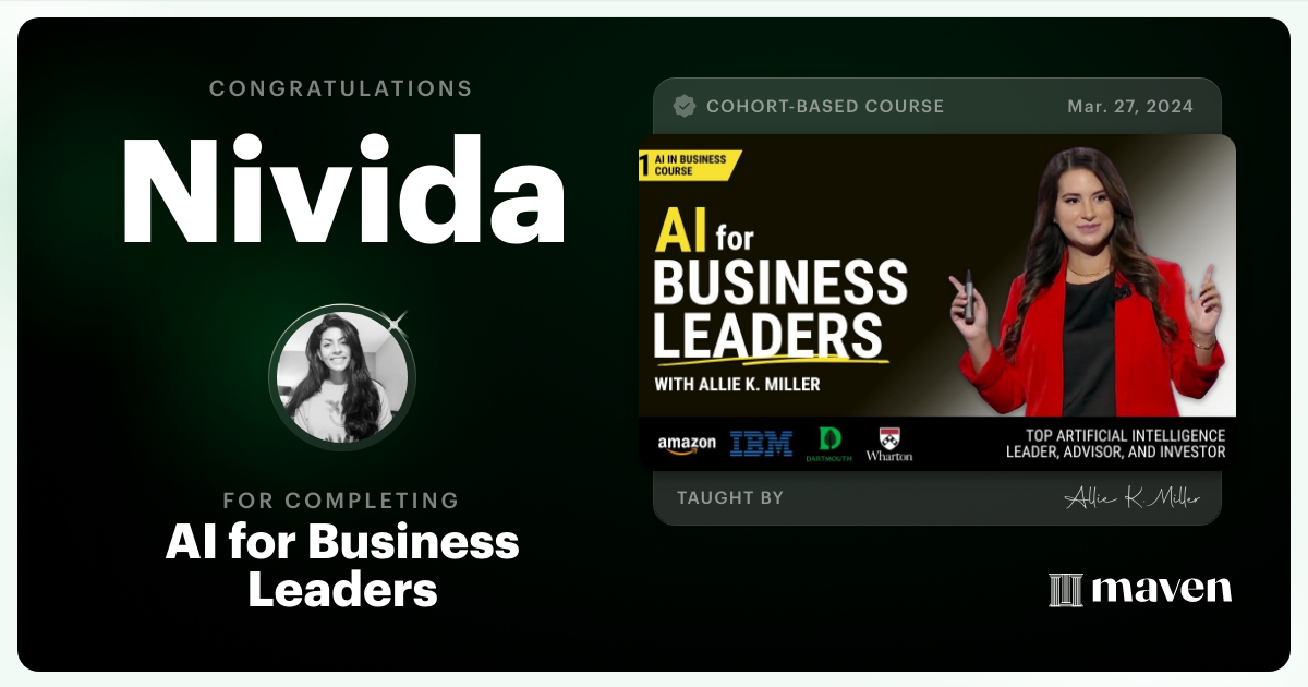 Certificate of Completion for AI for Business Leaders