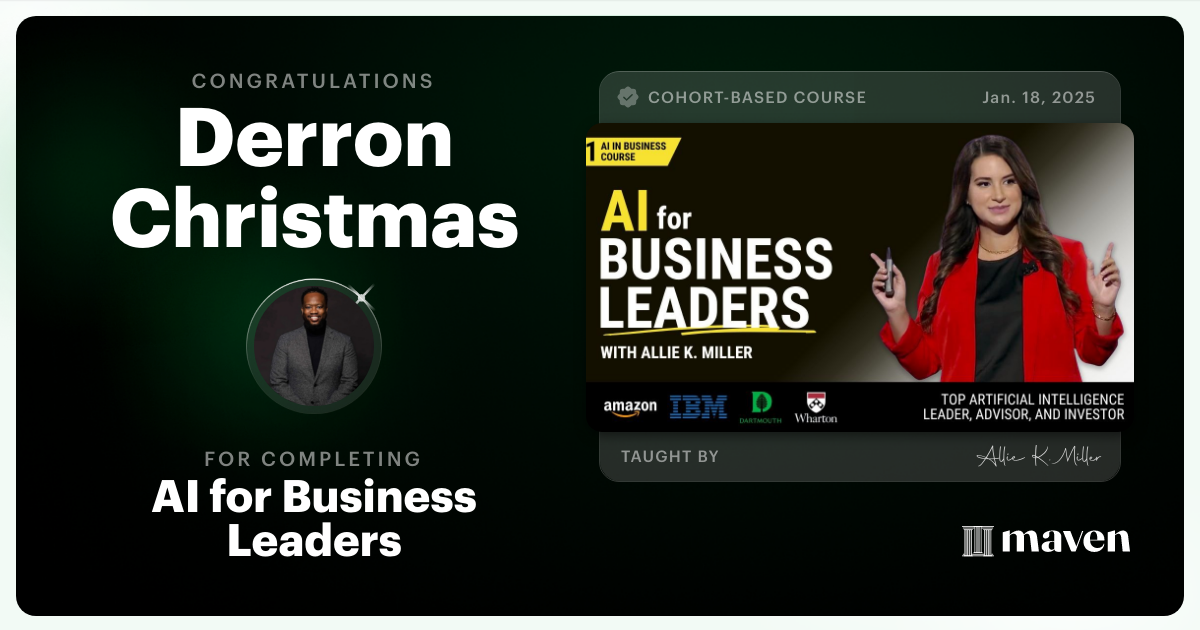Certificate of Completion for AI for Business Leaders