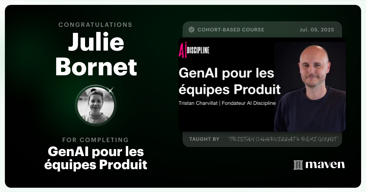 Certificate of Completion for GenAI pour les équipes Produit | Les Fondamentaux