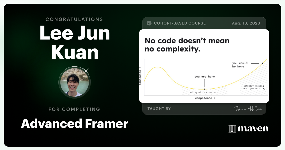 Certificate of Completion for Advanced Framer