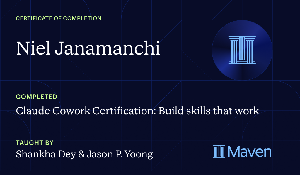 Certificate for Claude Cowork 101 (for non-technical professionals): Build skills that work