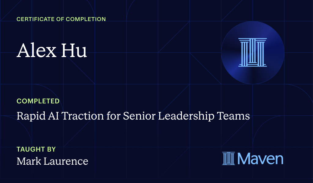 Certificate for Rapid AI Traction for Senior Leadership Teams