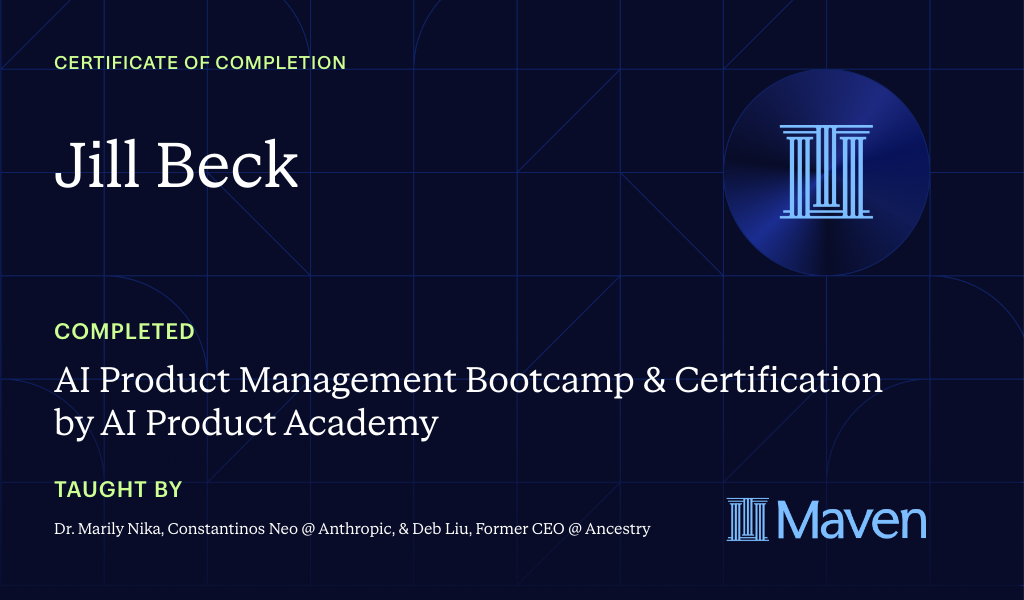 Certificate for AI Product Management Bootcamp & Certification by AI Product Academy