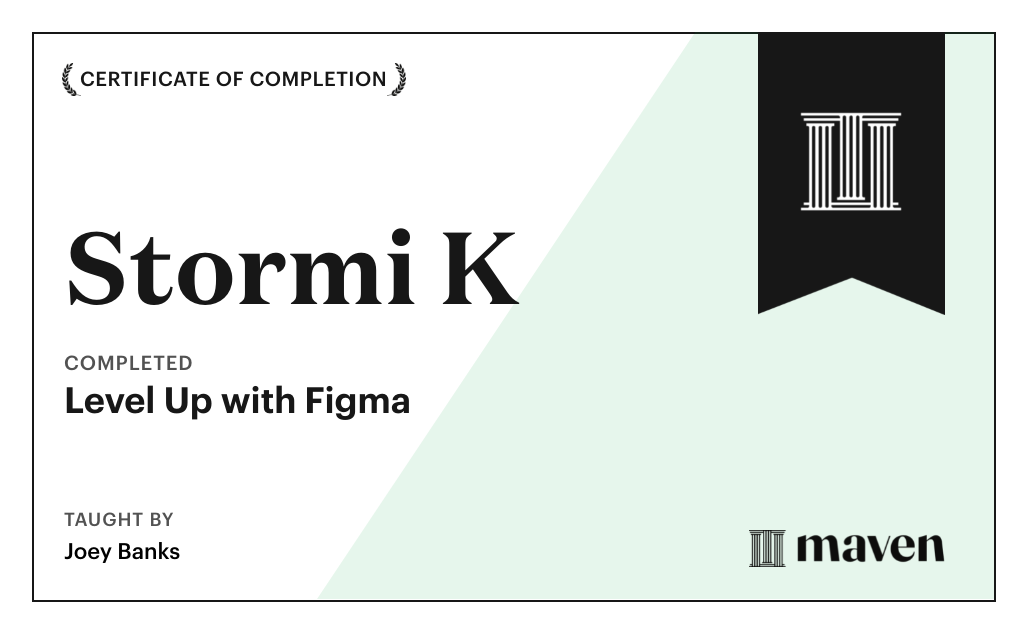 Certificate for Level Up with Figma