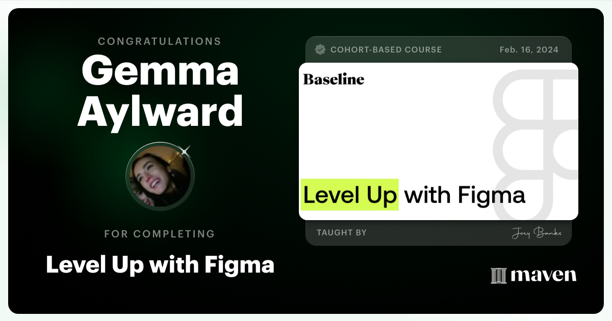 Certificate of Completion for Level Up with Figma