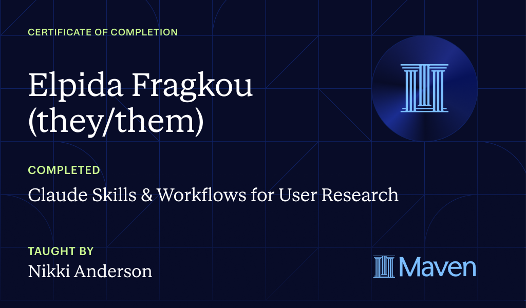 Certificate for Claude Skills & Workflows for User Research