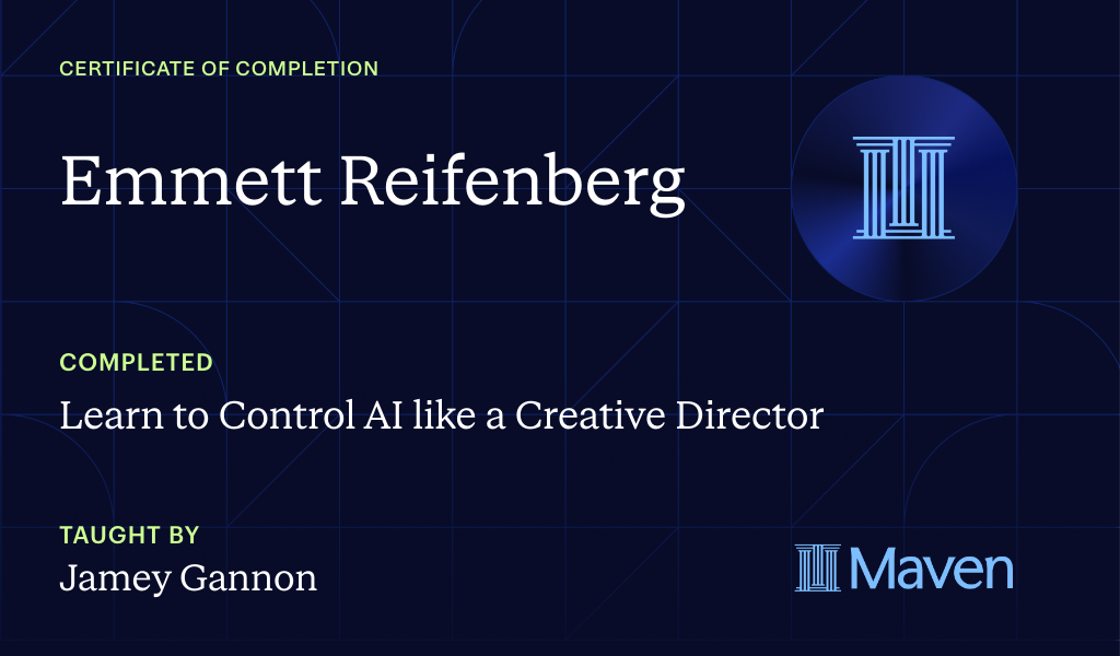 Certificate for Learn to Control AI like a Creative Director