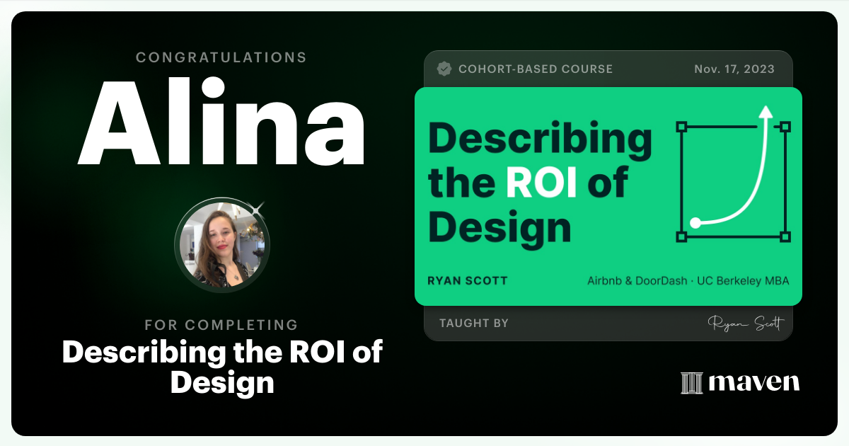 Certificate of Completion for Describing the ROI of Design