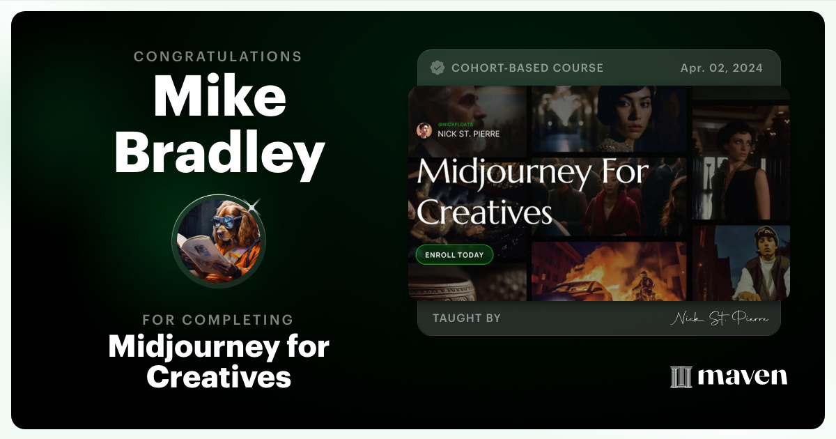 Certificate of Completion for Midjourney for Creatives