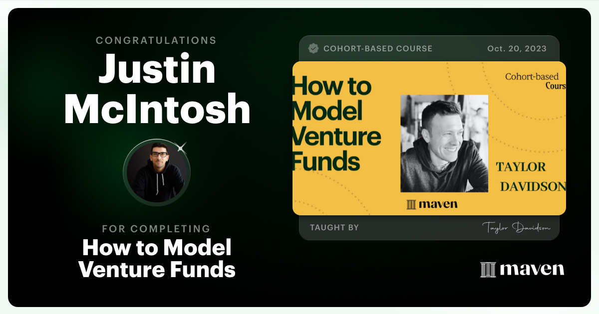 Certificate of Completion for How to Model Venture Funds