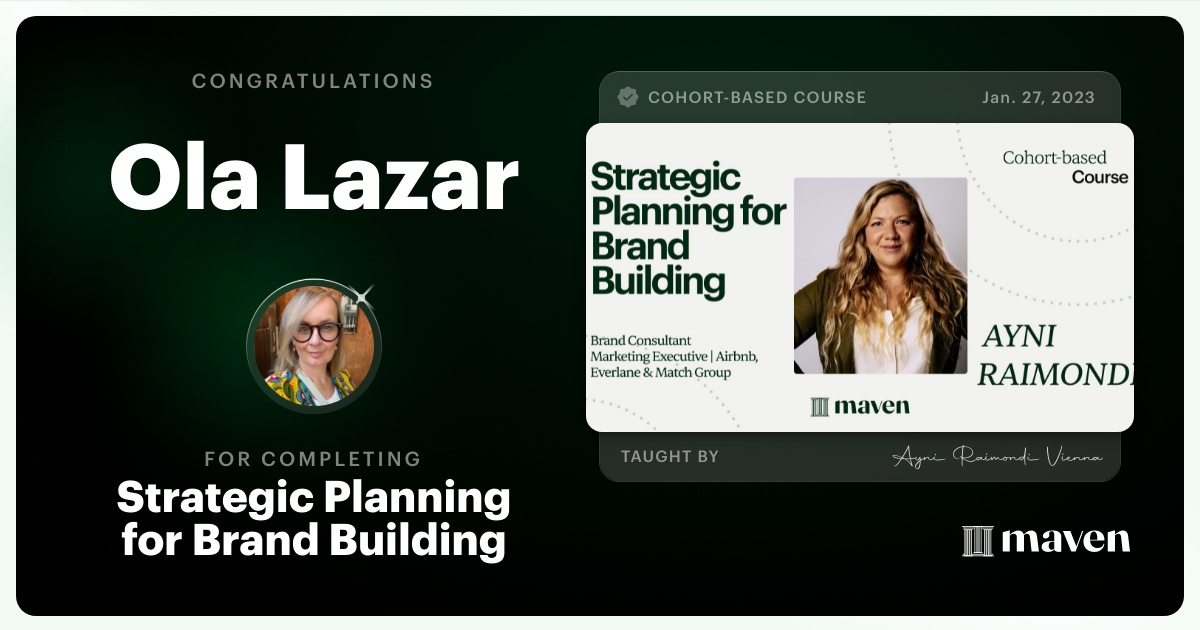 Certificate of Completion for Strategic Planning for Brand Building 