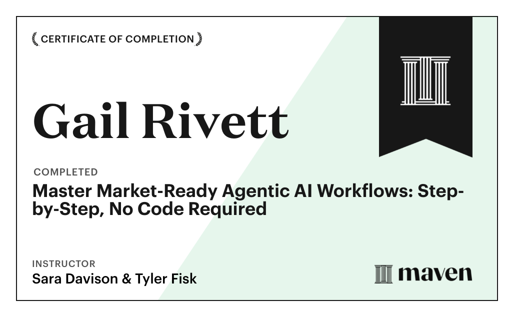 Certificate for Master Market-Ready Agentic AI Workflows: Step-by-Step, No Code Required