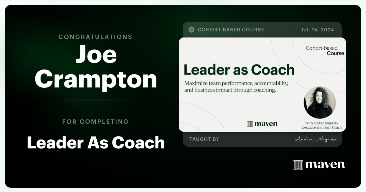 Certificate of Completion for Leader As Coach