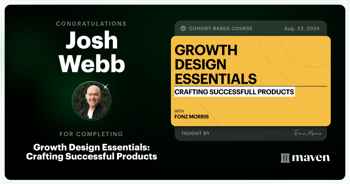 Certificate of Completion for Growth Design Essentials: Crafting Successful Products