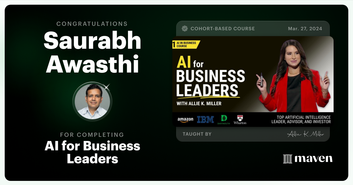Certificate of Completion for AI for Business Leaders