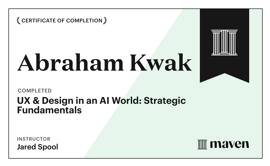 Certificate for UX & Design for Today's AI Functionality