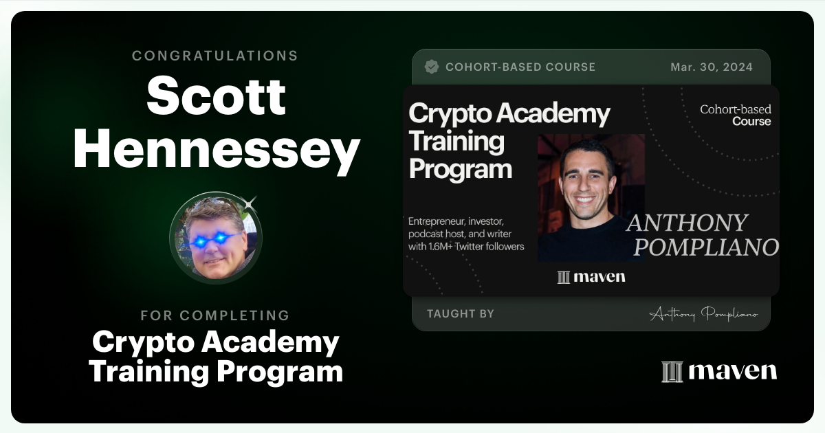 Certificate of Completion for Crypto Academy Training Program