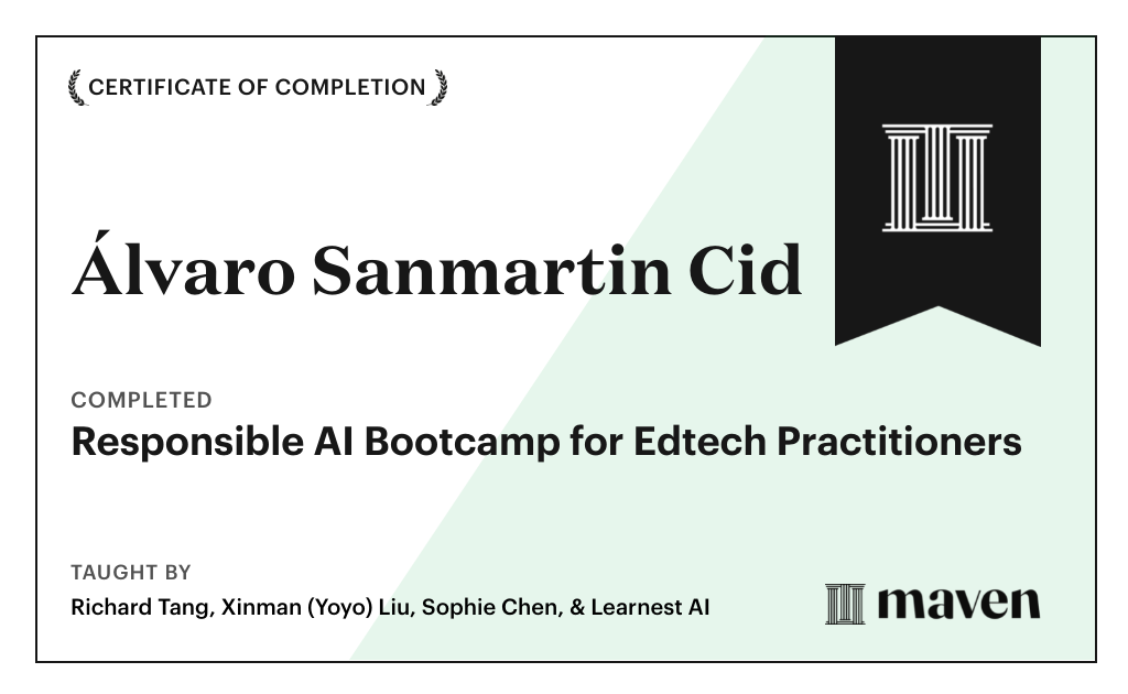 Certificate for Responsible AI Bootcamp for Edtech Practitioners
