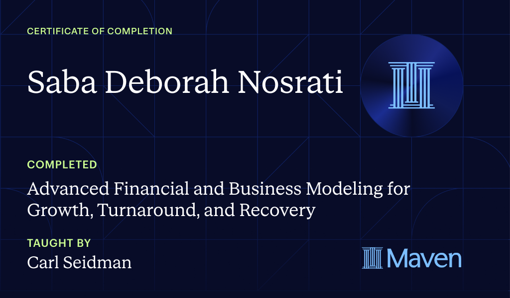 Certificate for Advanced Financial and Business Modeling for Growth, Turnaround, and Recovery